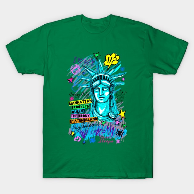 New York city statue liberty T-Shirt by Mako Design 